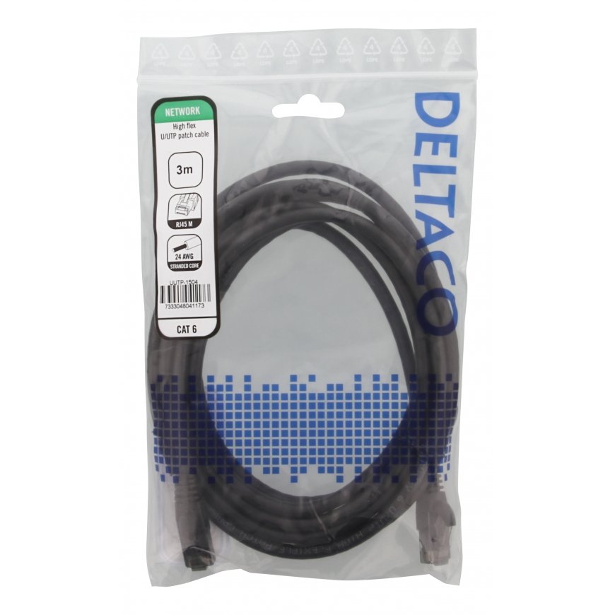 Deltaco UUTP-1504 networking cable Black 3 m Cat6 U/UTP (UTP) – 2