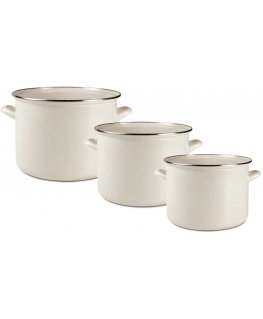 Pot set emaliowanych 26 / 28 / 30 cm Indukcja 3-elementowy cream EMALIA OLKUSZ