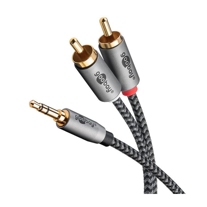 Goobay 65285 аудио кабель 1 m 3,5 мм 2 x RCA Черный, Серебристый – 3