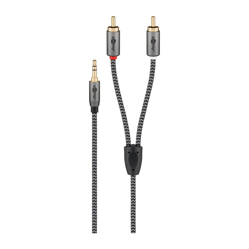 Goobay 65285 audiokaabel 1 m 3.5mm 2 x RCA Must, Hõbe – 4