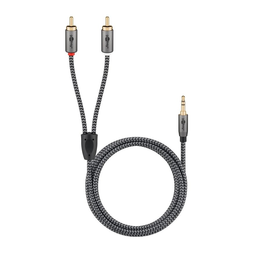 Goobay 65285 аудио кабель 1 m 3,5 мм 2 x RCA Черный, Серебристый – 5