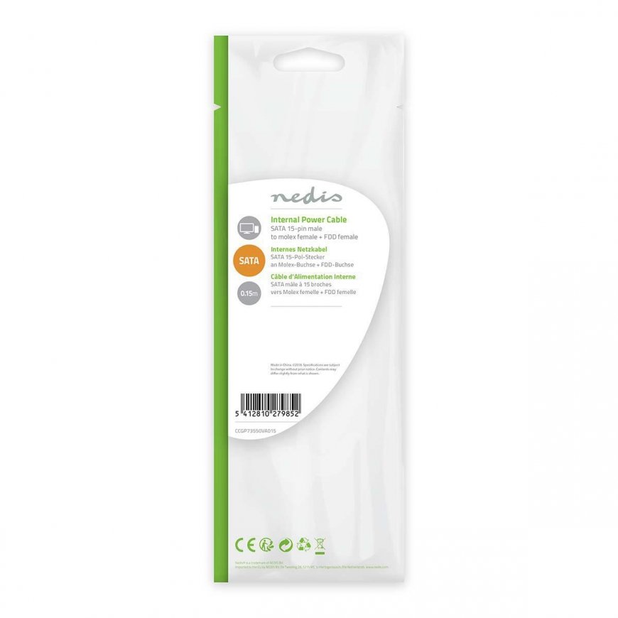 Nedis CCGP73530VA015 sisäinen virtakaapeli 0,15 m – 3