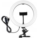 Puluz LED žiedinė lempa 26cm Su telefono laikikliu ir spaustuku Puluz LED žiedinė lempa 26cm Su telefono laikikliu ir spaustuku
