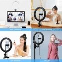 Puluz LED žiedinė lempa 26cm Su telefono laikikliu ir spaustuku Puluz LED žiedinė lempa 26cm Su telefono laikikliu ir spaustuku