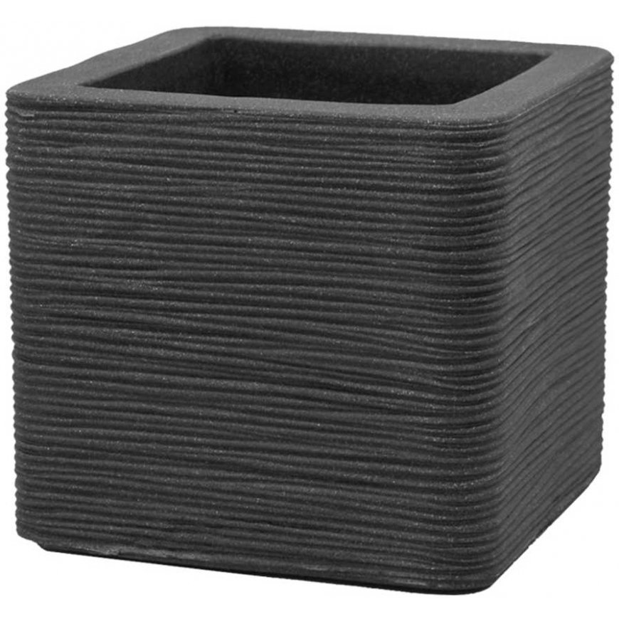 Donica ogrodowa ryflowana Kubus 38.5 x 38.5 x 33 cm anthracite PATIO