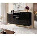 Cama ABETO chest of drawers on golden steel frame 150x42x90 black/black gloss