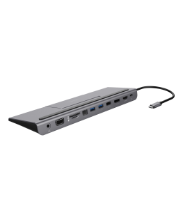 12-in-1 USB-C connection station DELTACO, Triple display, 4K UHD 60 Hz, PD 85 W, silver / USBC-HDMI27 / 1902422