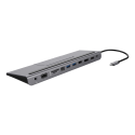 12-in-1 USB-C connection station DELTACO, Triple display, 4K UHD 60 Hz, PD 85 W, silver / USBC-HDMI27 / 1902422