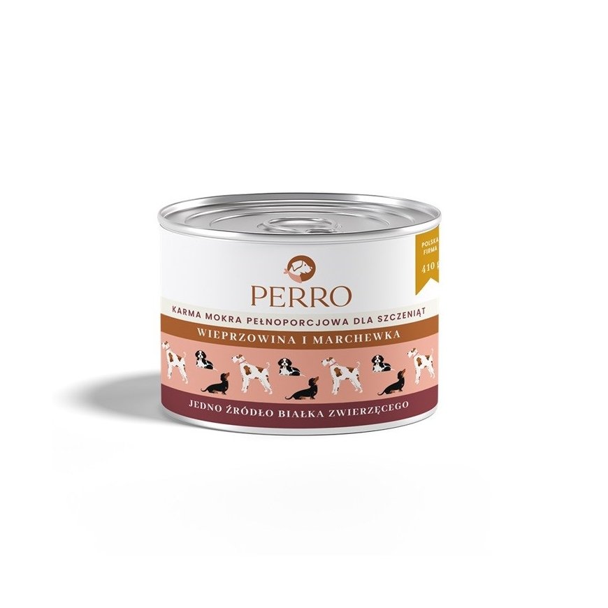 PERRO Junior Pork porgandiga - märg koeratoit - 410g