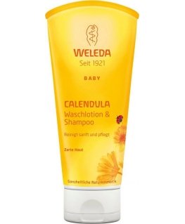 Weleda Baby Calendula Šampūnas And Kūno prausiklis Prausiamasis balzamas kūnui ir plaukams 200ml