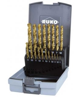 Drilled 19-piece metal drill set RUKO TiN HSS