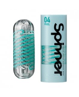 Tenga Spinner - 04 Pixel Male stroker Blue, Transparent