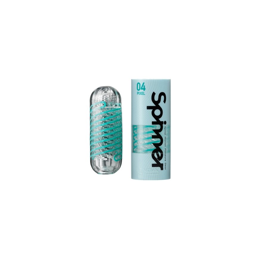 Tenga Spinner - 04 Pixel Male stroker Sininen, Läpinäkyvä