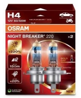 OSRAM NIGHT BREAKER 220 H4 CAR HALOGEN BULB 2 pc(s)