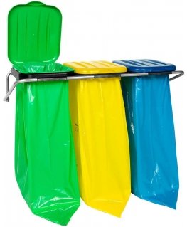 Gsg24 Wall holder for waste sorting, 3 colors - 120L bags