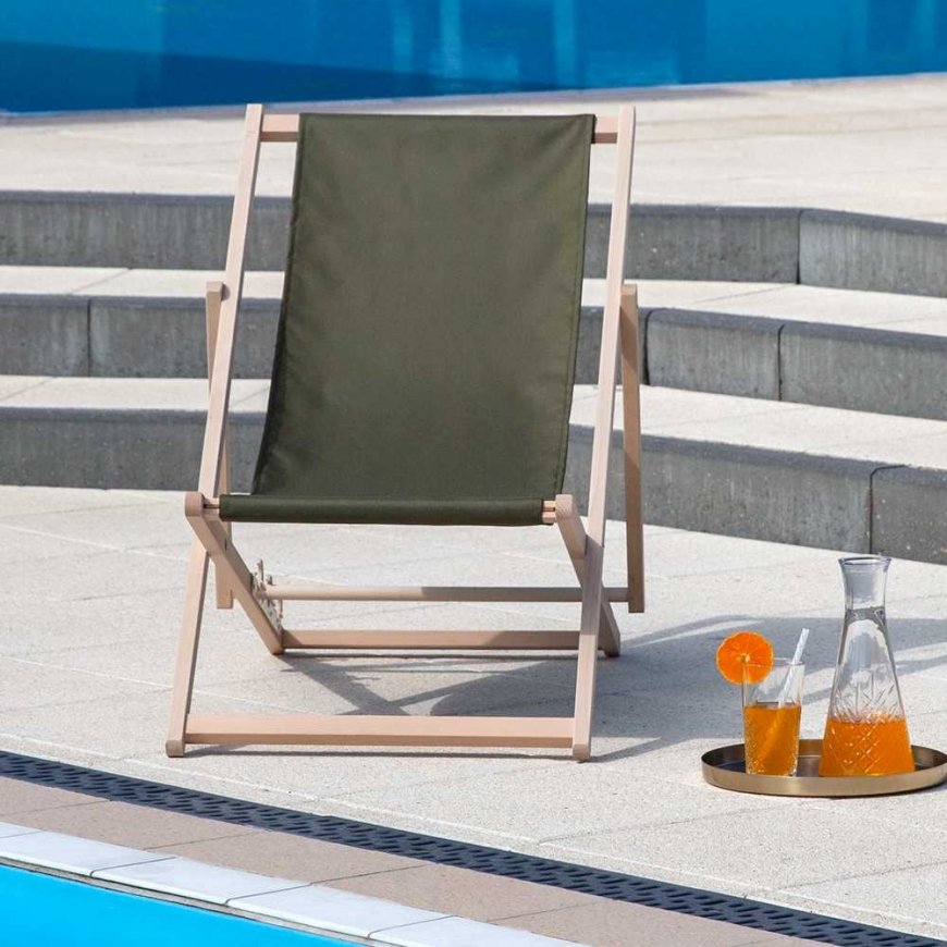 Gozo Classic khaki PATIO sodo wooden deckchair