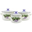Pot set emaliowanych 6-elementowy Śliwka prosti EMALIA OLKUSZ Pot set emaliowanych 6-elementowy Śliwka prosti EMALIA OLKUSZ