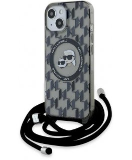Karl Lagerfeld IML Monogram Crossbody K&CH Heads MagSafe Case for iPhone 15 Black