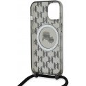 Karl Lagerfeld IML Monogram Crossbody K&CH Heads MagSafe dėklas, skirtas iPhone 15 Juodas Karl Lagerfeld IML Monogram Crossbody K&CH Heads MagSafe dėklas, skirtas iPhone 15 Juodas