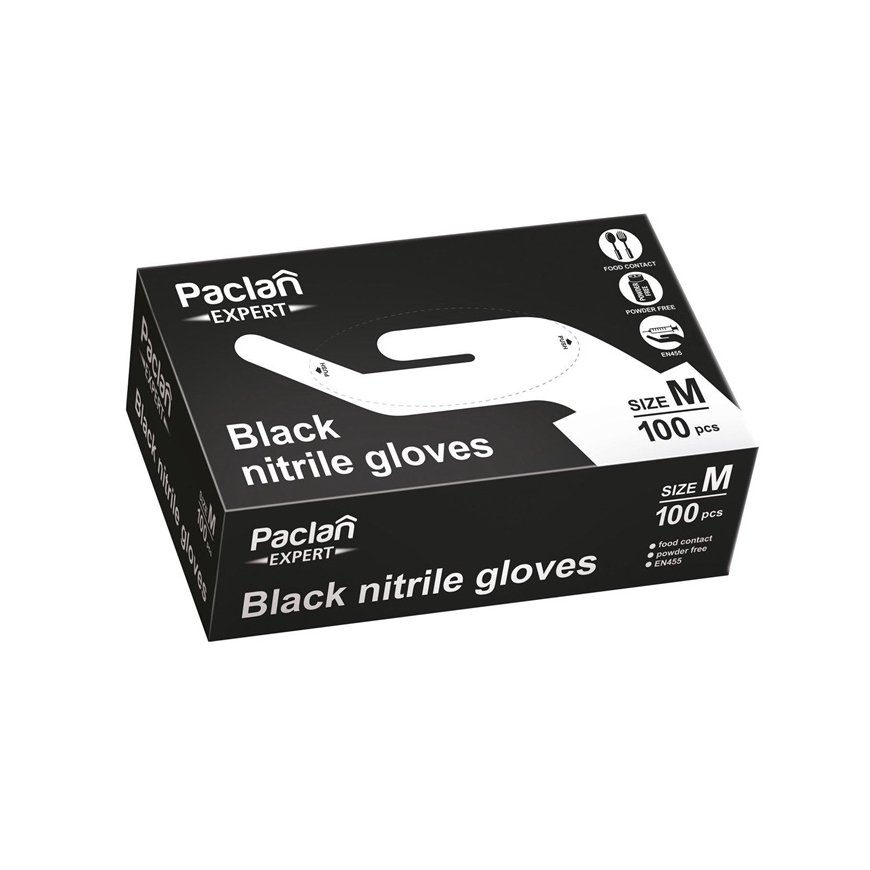 Nitrile disposable gloves 100 pcs black L size 24x10,5x0,05cm