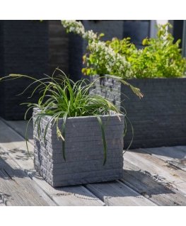 Donica ogrodowa kwadratowa 40 x 40 cm Cube brick gray PATIO