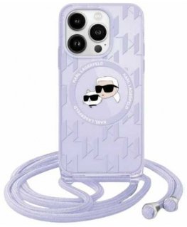 Case Karl Lagerfeld KLHMP15SHCKCKLCU iPhone 15 / 14 / 13 6.1" purple/purple hardcase IML Crossbody Monogram Karl & Choupette Hea