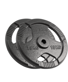 Set of cast iron weights 2x15kg, hole 31mm, plate with handles, REBEL ACTIVE