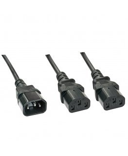 Lindy 1m IEC Splitter Cable IEC C14 to 2 x IEC C13