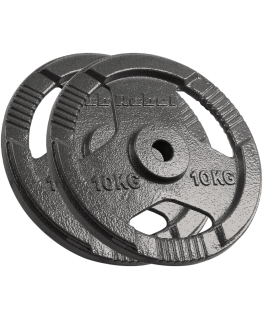Set of cast iron weights 2x10kg, hole 31mm, plate with handles, REBEL ACTIVE