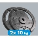 Set of cast iron weights 2x10kg, hole 31mm, plate with handles, REBEL ACTIVE Set of cast iron weights 2x10kg, hole 31mm, plate with handles, REBEL ACTIVE