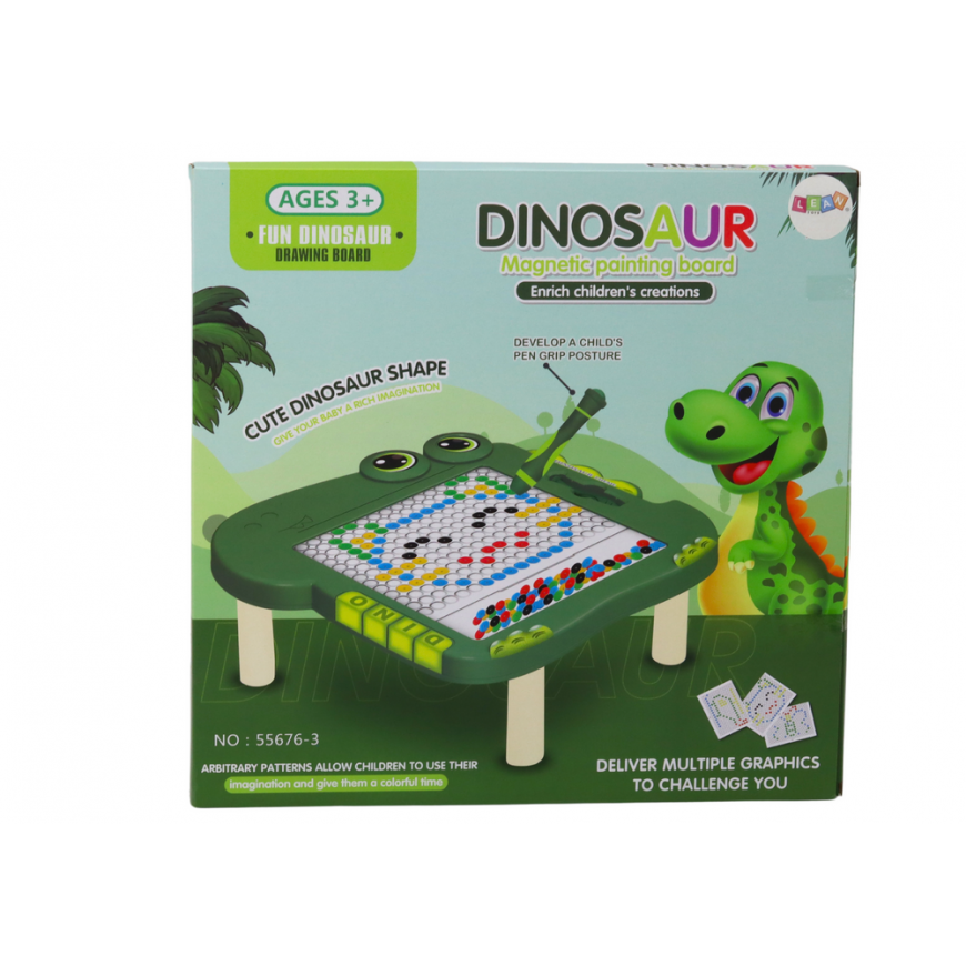 Lean Toys Educational Magnetic Board Dinosaur Pad Puzzle Žalias Beads – 4