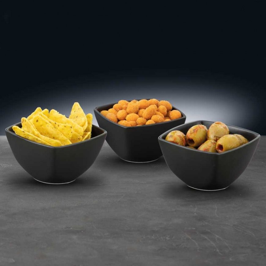 Set of 3 salad bowls Salsa 8 x 8 cm black AMBITION