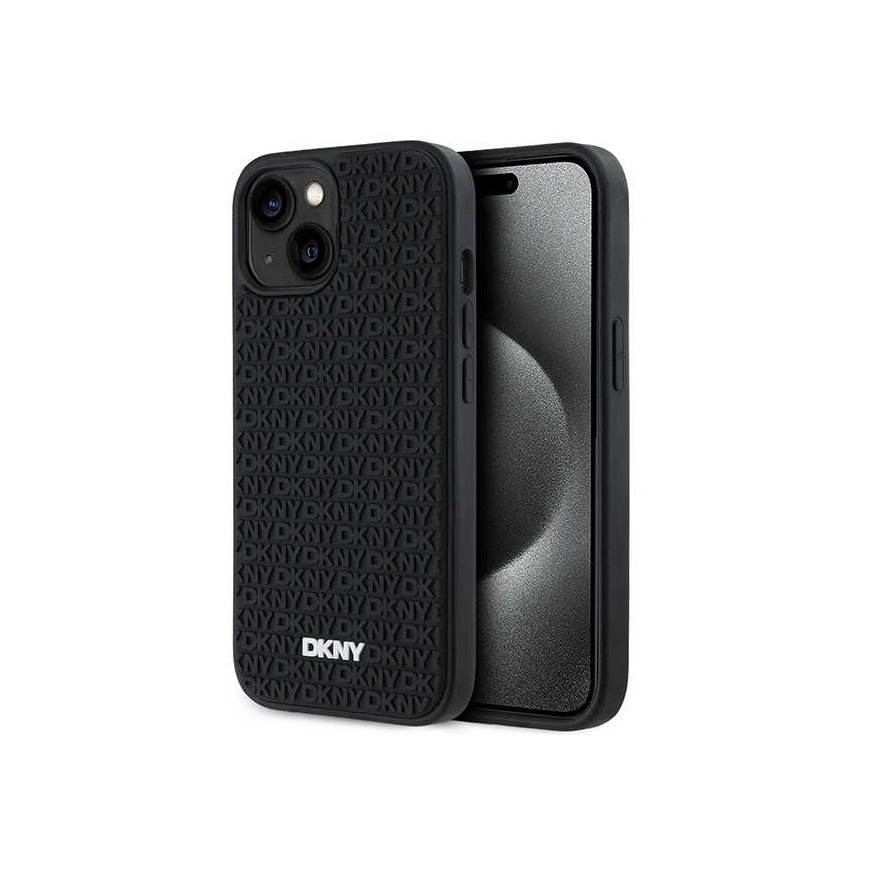 Dėklas DKNY DKHCP15S3DRPWK iPhone 15 / 14 / 13 6.1" juoda/juodas hardcase 3D Rubber Repeat Pattern – 2