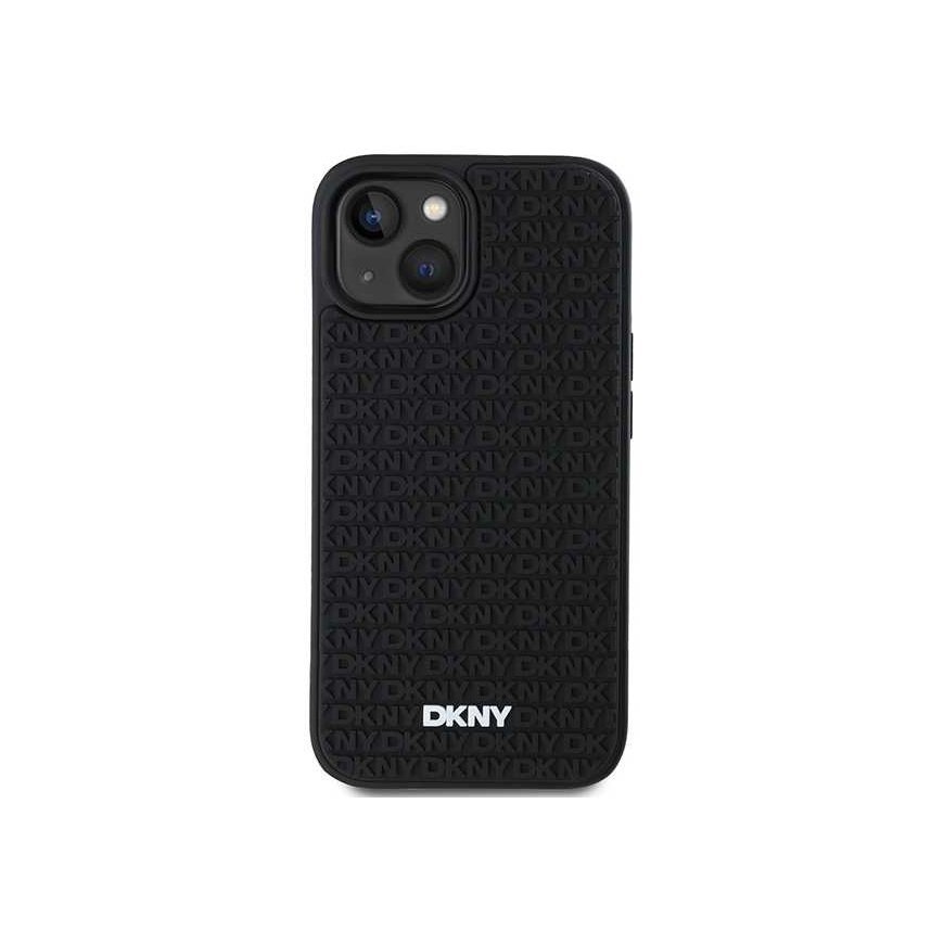Dėklas DKNY DKHCP15S3DRPWK iPhone 15 / 14 / 13 6.1" juoda/juodas hardcase 3D Rubber Repeat Pattern – 3
