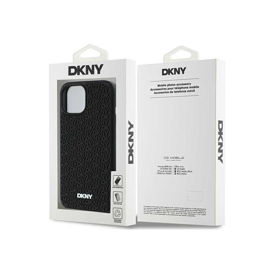 Dėklas DKNY DKHCP15S3DRPWK iPhone 15 / 14 / 13 6.1" juoda/juodas hardcase 3D Rubber Repeat Pattern – 4