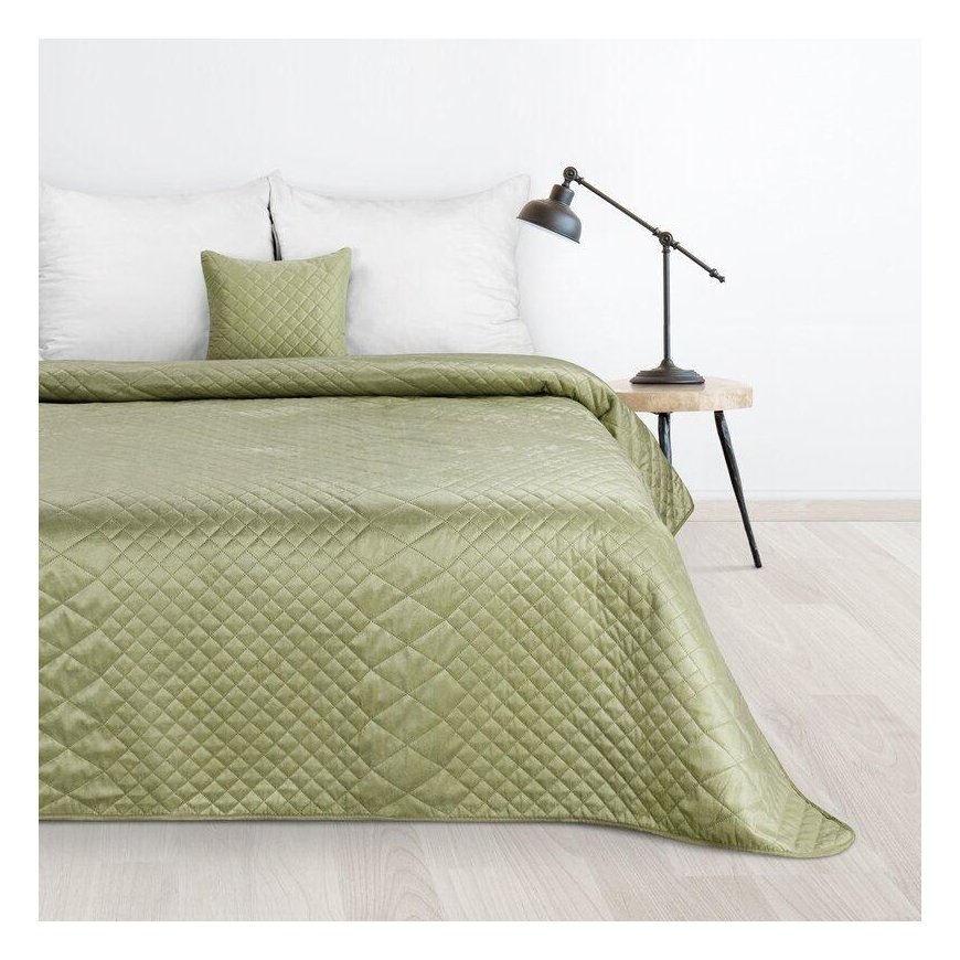 Eurofirany DESIGN 91 LUIZ / 3 Velvet bedspread, quilted by hot pressing with a geometric pattern, 220X240 cm, color: light green – 2