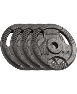 Set of cast iron weights 4x5kg, hole 31mm, plate with handles, REBEL ACTIVE