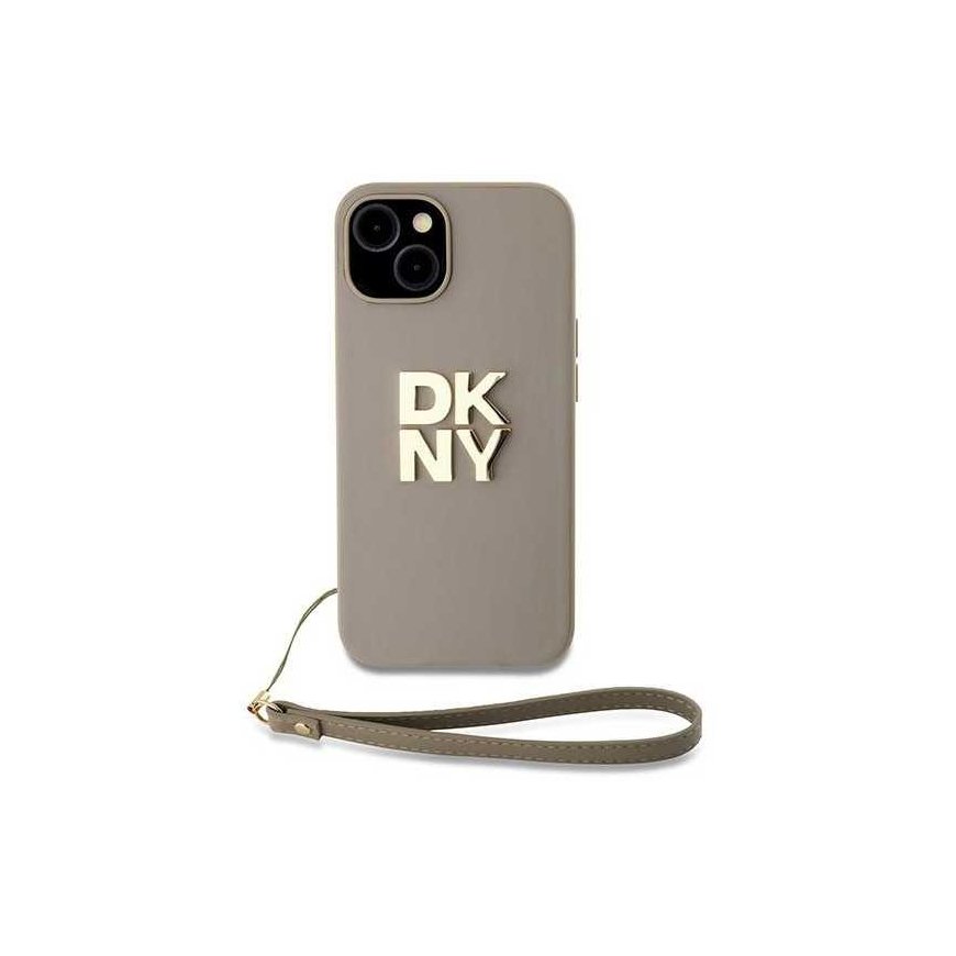 Dėklas DKNY DKHCP15SPBSWSE iPhone 15 / 14 / 13 6.1" smėlio spalva/beige hardcase Wrist Strap Stock Logo – 2