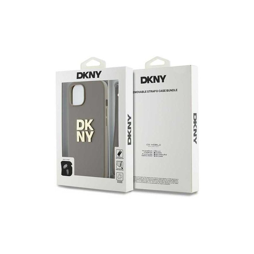 Case DKNY DKHCP15SPBSWSE iPhone 15 / 14 / 13 6.1" beige/beige hardcase Wrist Strap Stock Logo – 5