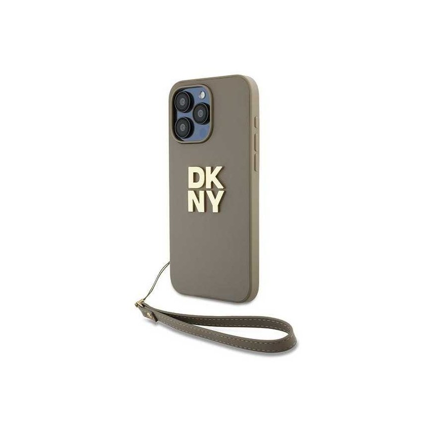 Dėklas DKNY DKHCP15LPBSWSE iPhone 15 Pro 6.1" smėlio spalva/beige hardcase Wrist Strap Stock Logo