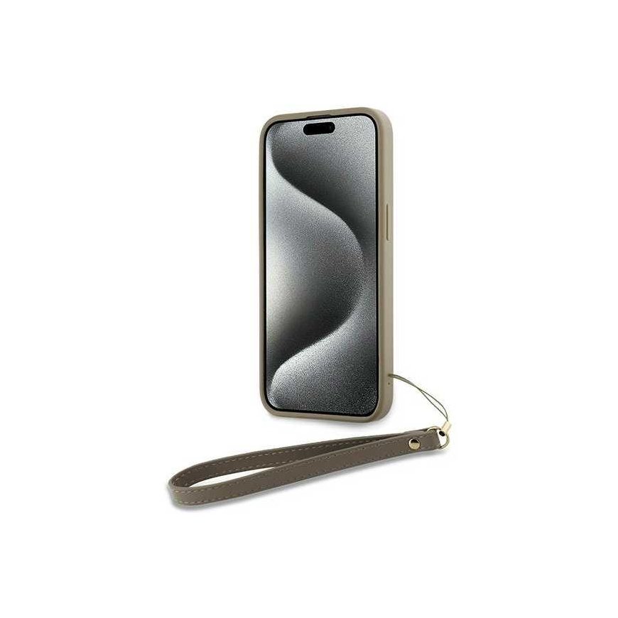 Case DKNY DKHCP15LPBSWSE iPhone 15 Pro 6.1" beige/beige hardcase Wrist Strap Stock Logo – 4