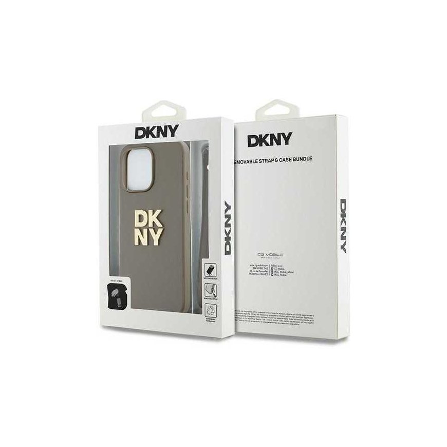 Case DKNY DKHCP15LPBSWSE iPhone 15 Pro 6.1" beige/beige hardcase Wrist Strap Stock Logo – 5