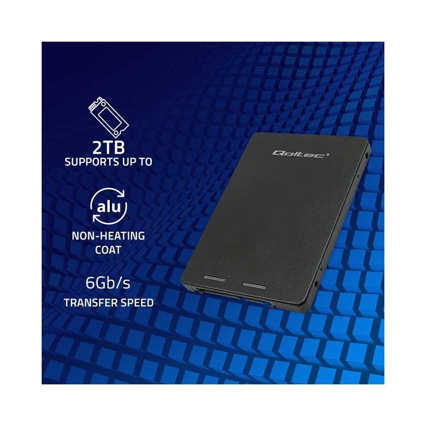Qoltec Aluminiowy Adapteriai diske M.2 SSD | SATA NGFF arba SATA III | 2TB | Super greitis 6Gb/s | Judas – 2