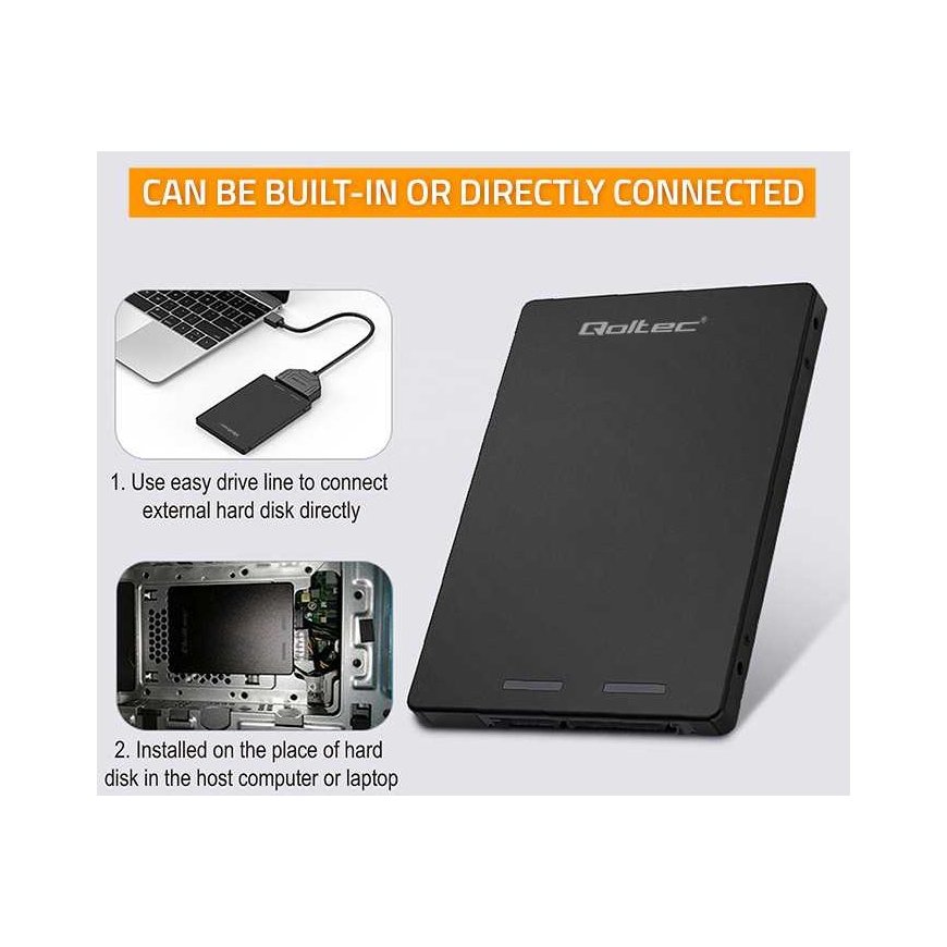 Qoltec Aluminiowy Adapteriai diske M.2 SSD | SATA NGFF arba SATA III | 2TB | Super greitis 6Gb/s | Judas – 3