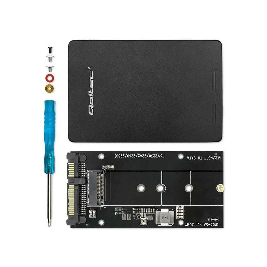 Qoltec Aluminiowy Adapteriai diske M.2 SSD | SATA NGFF arba SATA III | 2TB | Super greitis 6Gb/s | Judas – 5