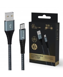 EXTRALINK SMART LIFE CABLE 15W, USB-A TO USB-C, 120CM, NYLON BRAIDED, 5V 2.4A/3A, BLACK