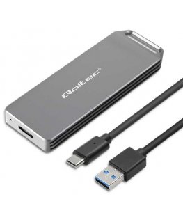 Qoltec mini aliuminio korpusas | M.2 SSD disko vieta | NVMe | PCIe | USB 3.1 | Super greitis 10Gb/s | 2TB | sidabras