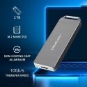 Qoltec mini aliuminio korpusas | M.2 SSD disko vieta | NVMe | PCIe | USB 3.1 | Super greitis 10Gb/s | 2TB | sidabras