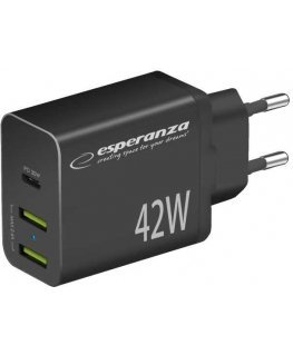 EZC106K Esperanza charger connected to the network 42w usb-c pd 30w / 2x usb-a 12w