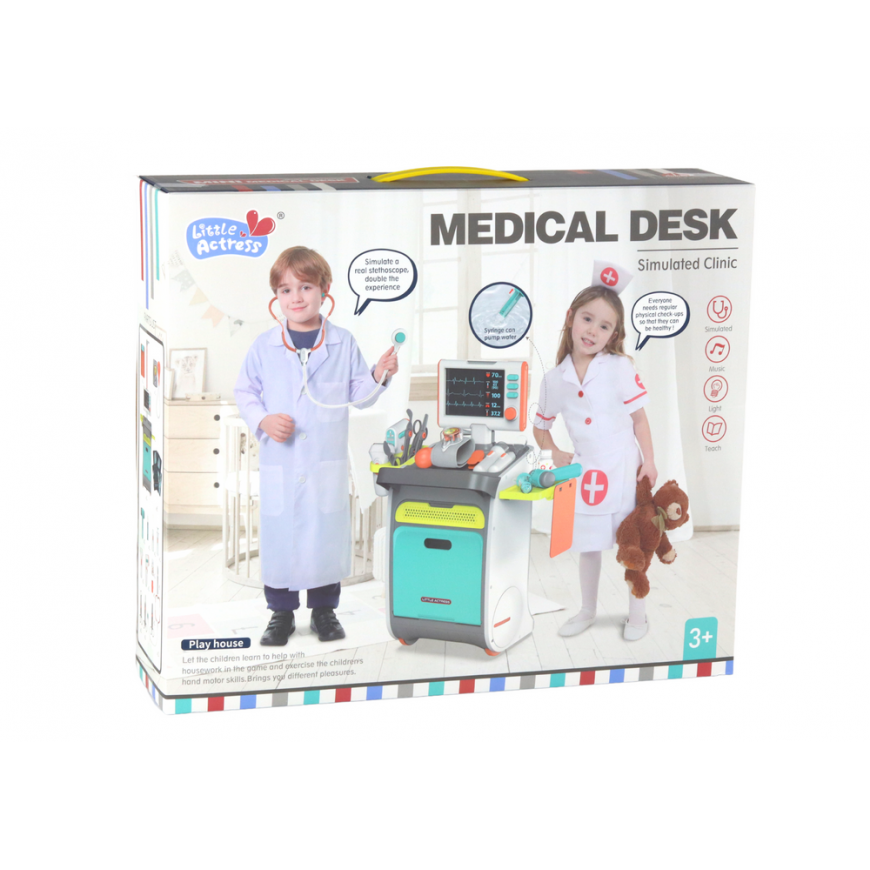 Lean Toys Little Doctor Set Medicininis vežimėlis Rentgeno EKG priedai – 4